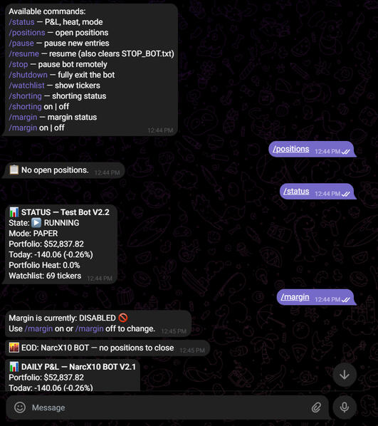 Remote Telegram commands